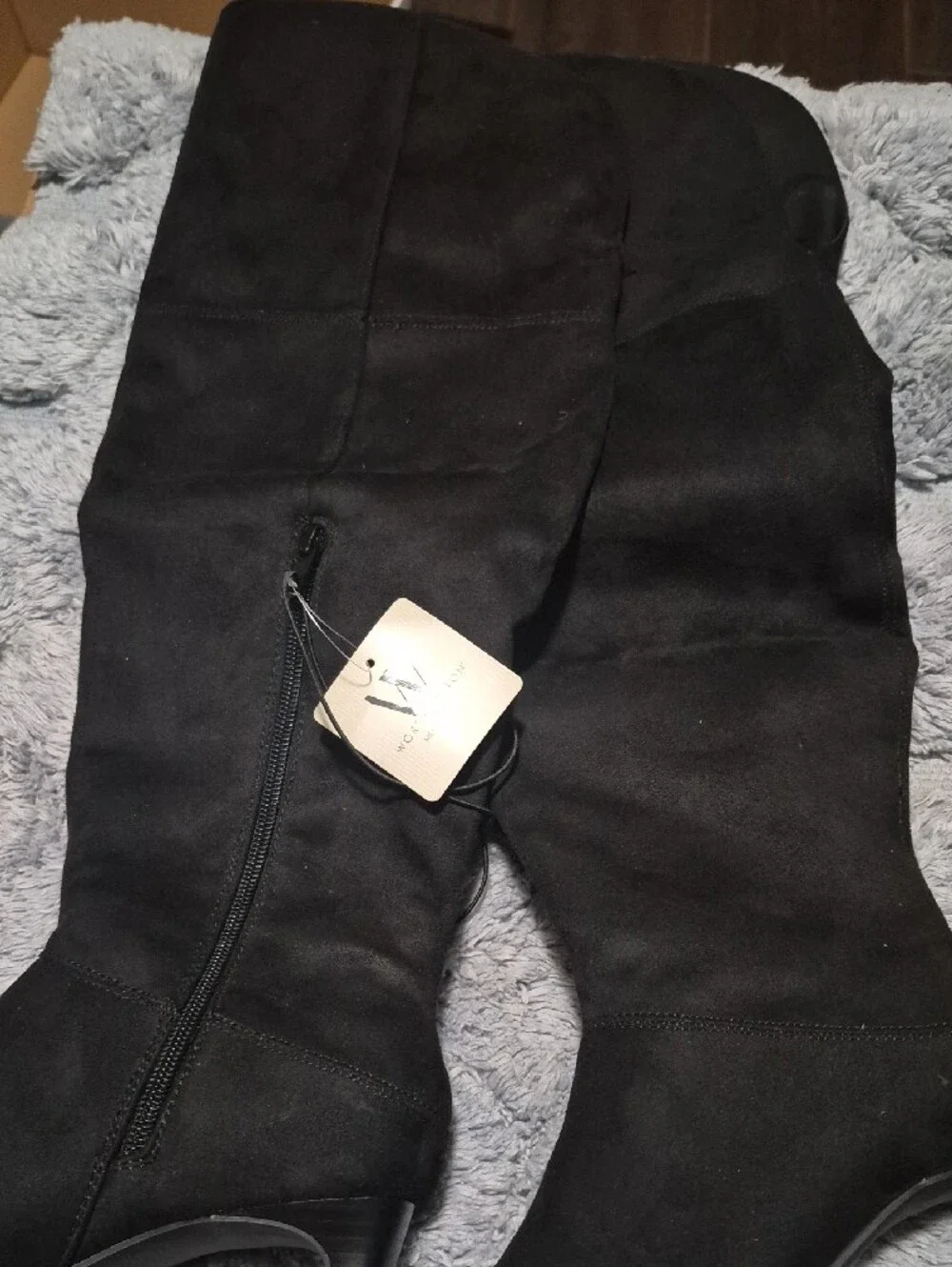 Worthington Black Over-the-Knee Faux Suede Boots with Kitten Heel